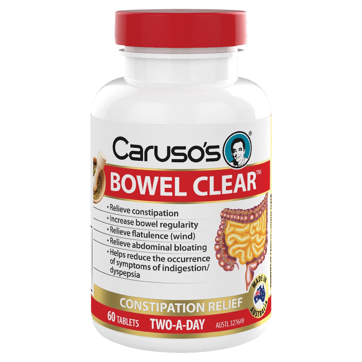 Carusos Bowel Clear Constipation Relief 60 Tablets