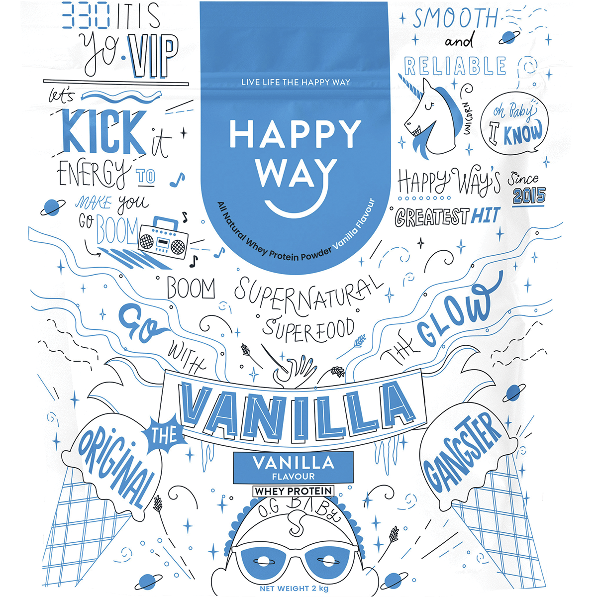 Happy Way Whey Protein Powder Vanilla 2kg